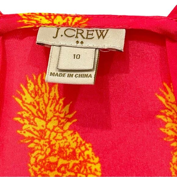 J.Crew Pink and Yellow Pineapple Sleeveless Blouse Size 10 - Picture 2 of 4